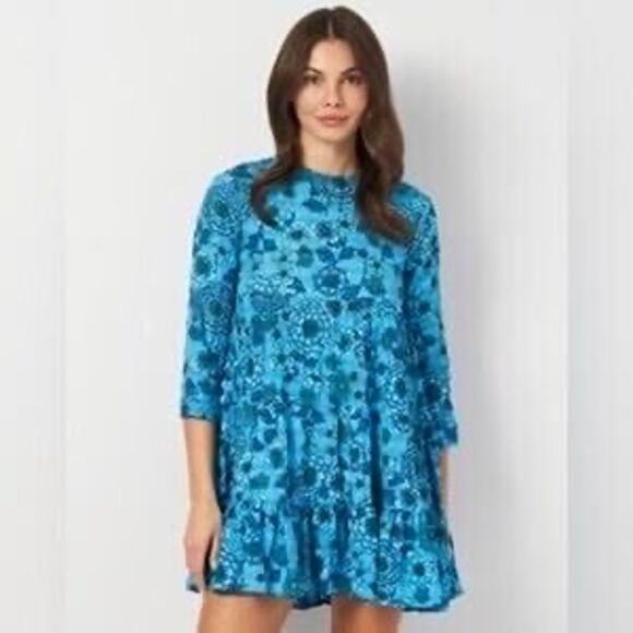 Zara Sharon Floral Tiered Babydoll Swing Mini Dress Blogger Favorite Size S - Picture 3 of 10